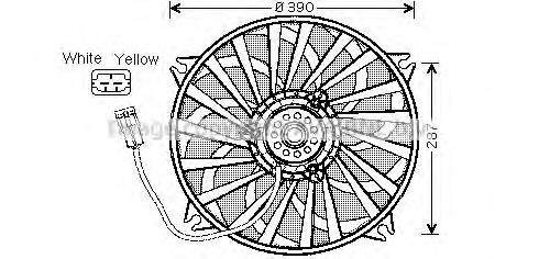 Ventilador elétrico de esfriamento montado (motor + roda de aletas) esquerdo Peugeot/Citroen 1253K1