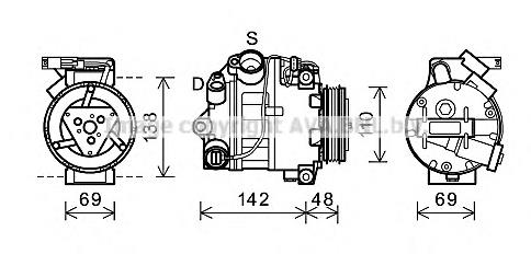 BWAK443 AVA Compressor de aparelho de ar condicionado