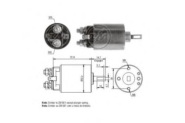 ZM680 ERA Relê retrator do motor de arranco
