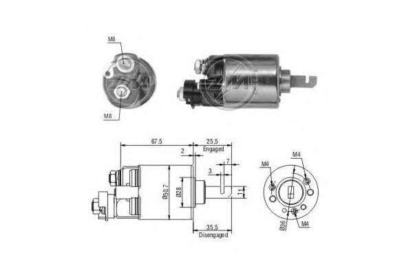 ZM604 ZM Relê retrator do motor de arranco