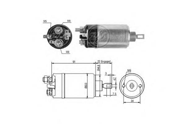 0331302053 Bosch Relê retrator do motor de arranco