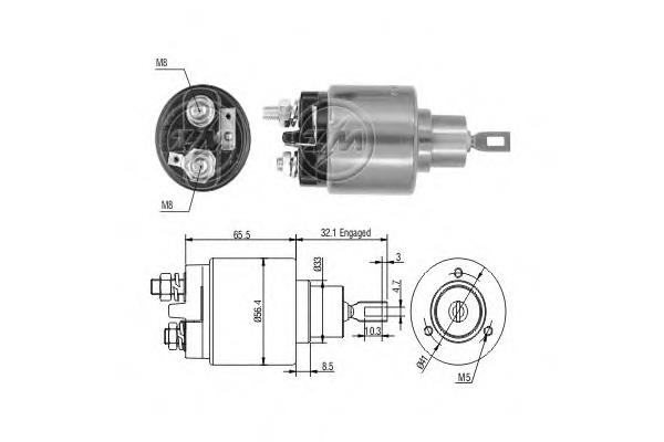 Relê retrator do motor de arranco Bosch 0331303066