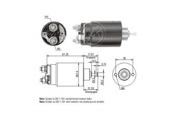 ZM761 ERA Relê retrator do motor de arranco