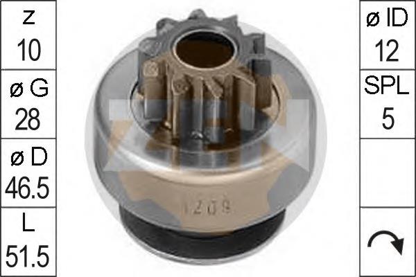 ZN1209 ERA Roda-livre do motor de arranco