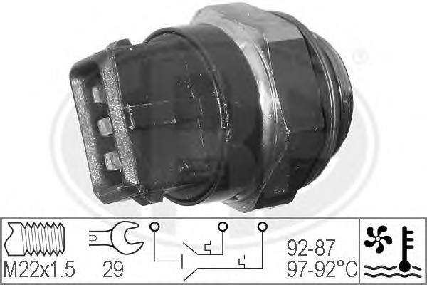 Sensor de temperatura do fluido de esfriamento (de ativação de ventilador do radiador) Peugeot/Citroen 126444