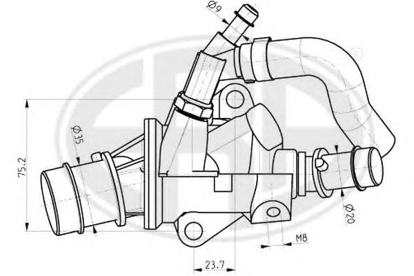 Caixa do termostato 55189845 Fiat/Alfa/Lancia