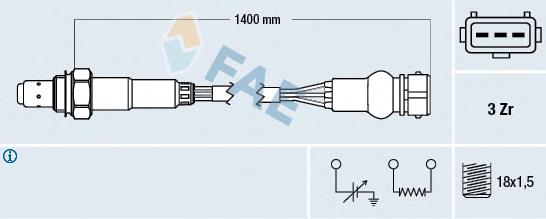 77317 FAE Sonda lambda, sensor de oxigênio
