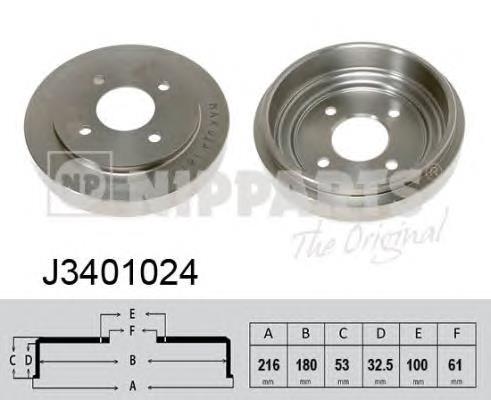 Tambor do freio traseiro TA105C Japan Parts