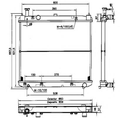 Radiador de esfriamento de motor 1640030110 Toyota