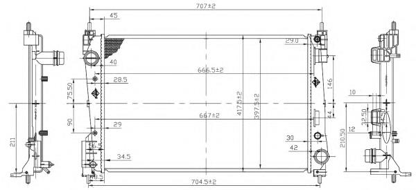 Radiador de esfriamento de motor 53455 NRF