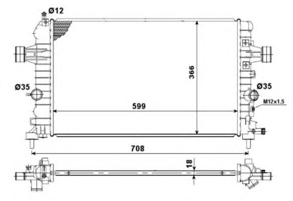 Radiador de esfriamento de motor 53442 NRF