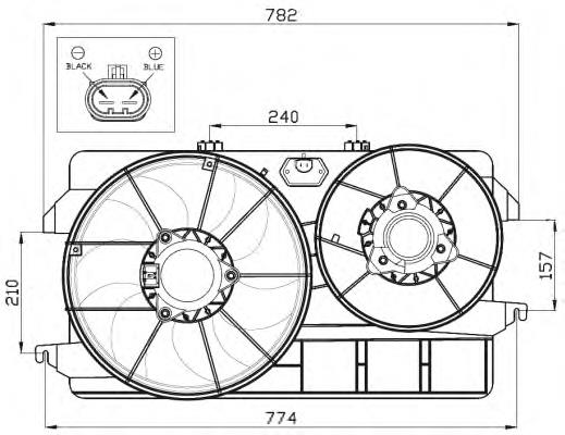 4T168C607KC Ford Difusor do radiador de esfriamento, montado com motor e roda de aletas