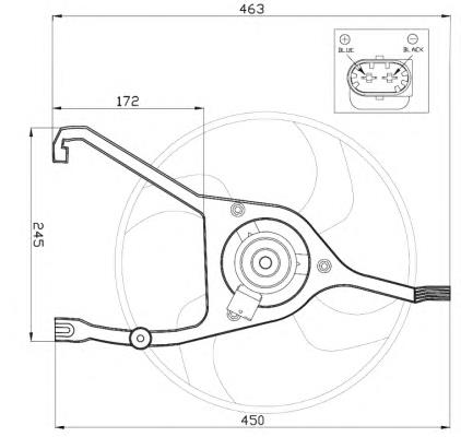 Ventilador elétrico de esfriamento montado (motor + roda de aletas) 068060N Dasis