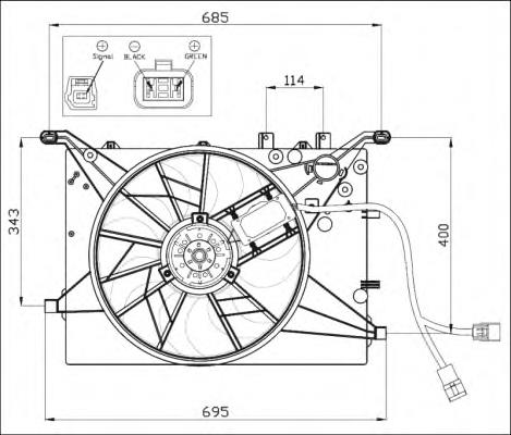 Compre 47460 NRF Difusor do radiador de esfriamento, montado com motor e roda de aletas
