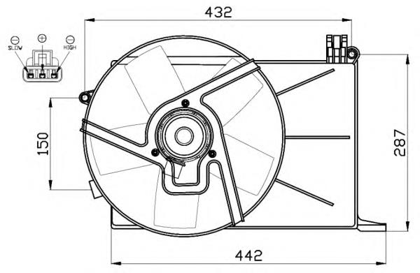 90571974 Opel Difusor do radiador de esfriamento, montado com motor e roda de aletas