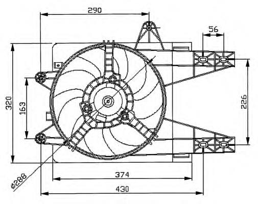 Difusor do radiador de esfriamento, montado com motor e roda de aletas 85140 Nissens
