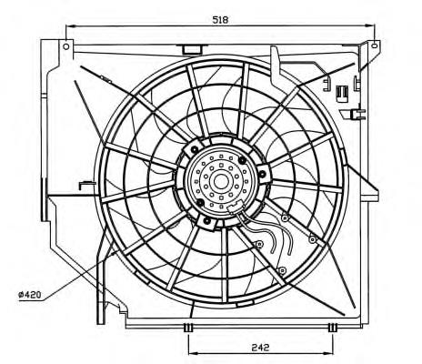 17117801422 BMW Difusor do radiador de esfriamento, montado com motor e roda de aletas
