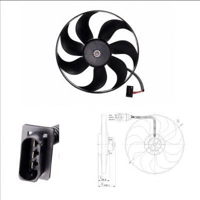 EVW018 Doga Ventilador elétrico de esfriamento montado (motor + roda de aletas)