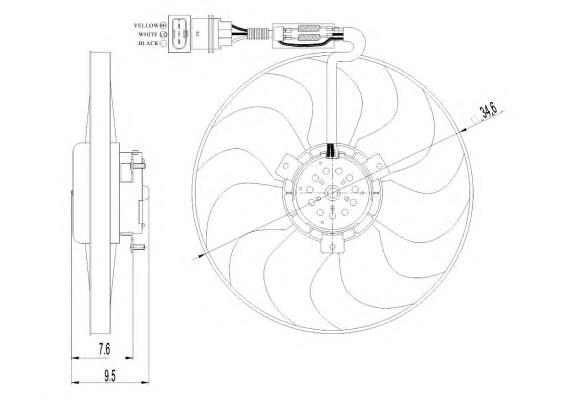 Ventilador elétrico de esfriamento montado (motor + roda de aletas) 47064 NRF