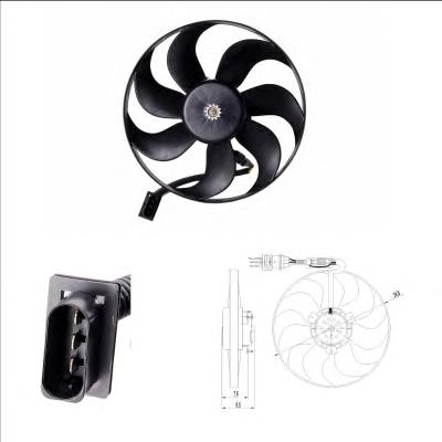 47064 NRF Ventilador elétrico de esfriamento montado (motor + roda de aletas)