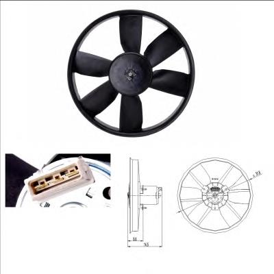 Ventilador elétrico de esfriamento montado (motor + roda de aletas) Dasis 048170N