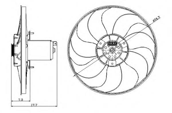 Ventilador elétrico de esfriamento montado (motor + roda de aletas) 3A0959455 VAG