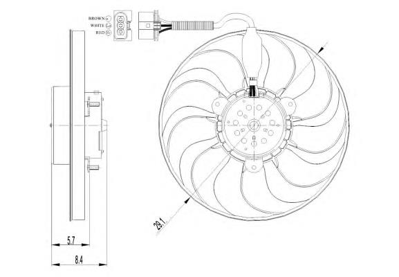 Ventilador elétrico de esfriamento montado (motor + roda de aletas) direito NRF 47398