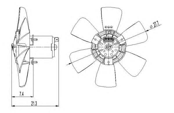 Ventilador elétrico de esfriamento montado (motor + roda de aletas) 953423U1 Polcar
