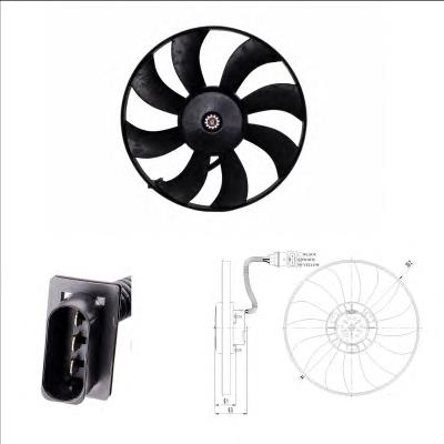 Ventilador elétrico de esfriamento montado (motor + roda de aletas) 6Q0959455N VAG