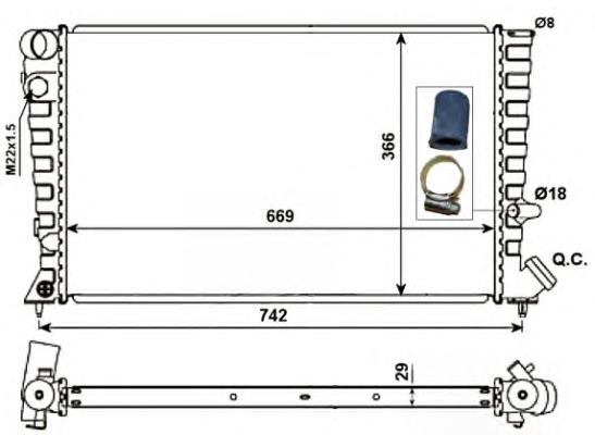 Radiador de esfriamento de motor Peugeot/Citroen 133023