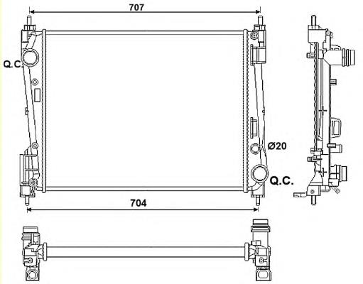 871360500 Opel Radiador de esfriamento de motor