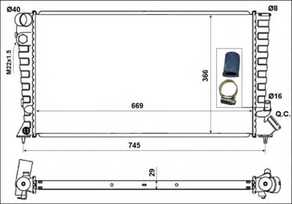 Radiador de esfriamento de motor 58189 NRF
