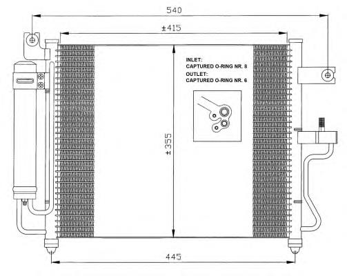 Radiador de aparelho de ar condicionado 9760625000 Hyundai/Kia
