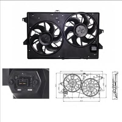 Difusor do radiador de esfriamento, montado com motor e roda de aletas 47003 NRF