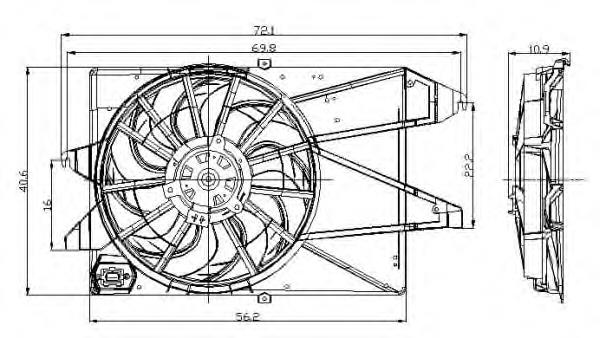 098115N Dasis Ventilador elétrico de esfriamento montado (motor + roda de aletas)