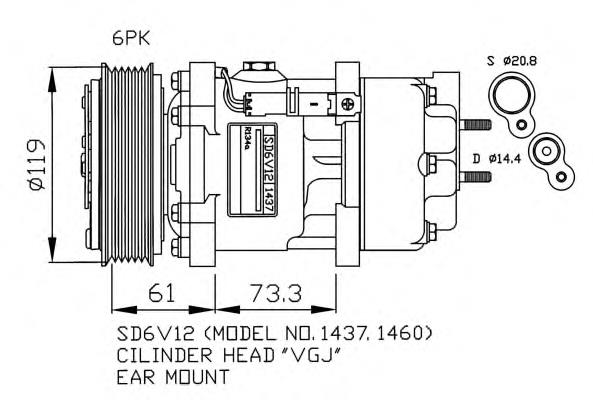 Compre SD6V121437 Peugeot/Citroen Compressor de aparelho de ar condicionado