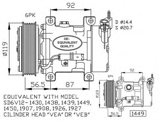 Compressor de aparelho de ar condicionado NRF 32227
