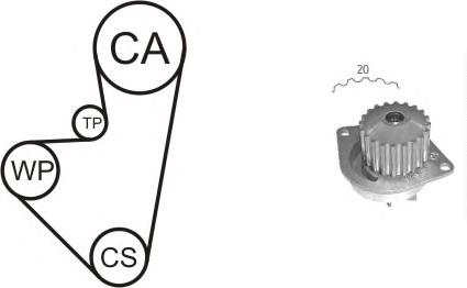 CT744WP1 Continental/Siemens Correia do mecanismo de distribuição de gás, kit