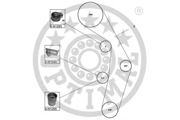 Correia do mecanismo de distribuição de gás, kit KTB416 Dayco