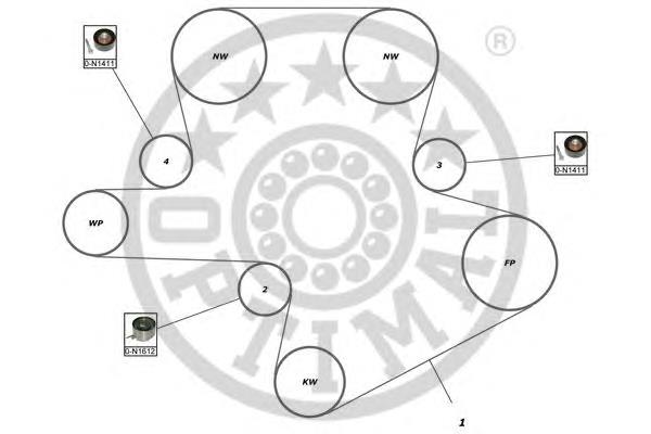 Correia do mecanismo de distribuição de gás, kit KDD005 Japan Parts