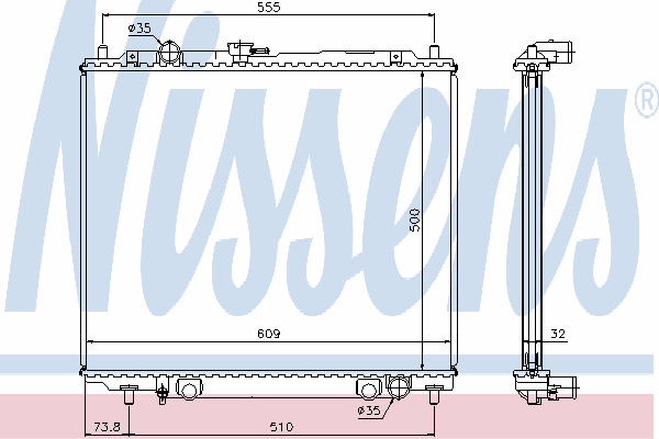 Radiador de esfriamento de motor Nissens 62852