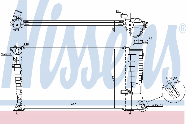 61252A Nissens Radiador de esfriamento de motor