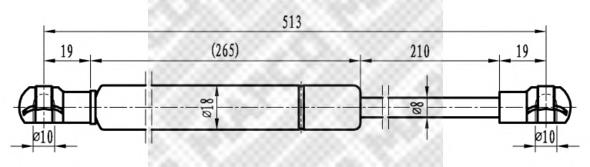 Amortecedor de tampa de porta-malas (de 3ª/5ª porta traseira) Akron Malo 127225