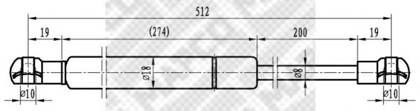 8731F6 Peugeot/Citroen Amortecedor de tampa de porta-malas (de 3ª/5ª porta traseira)
