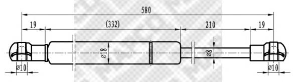 Amortecedor de tampa de porta-malas (de 3ª/5ª porta traseira) 8731G5 Peugeot/Citroen