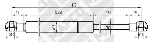 2042033 Doga Amortecedor de tampa de porta-malas (de 3ª/5ª porta traseira)