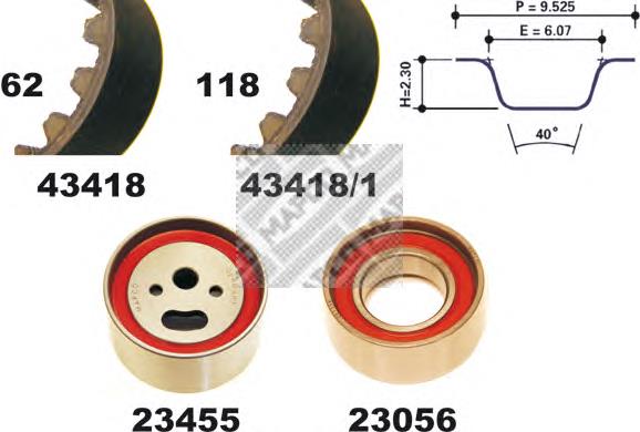 307T0040 Ridex Correia do mecanismo de distribuição de gás, kit
