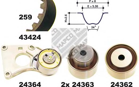 7701473569 Renault (RVI) Correia do mecanismo de distribuição de gás, kit