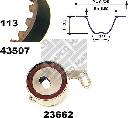 Correia do mecanismo de distribuição de gás, kit KDD415 Japan Parts