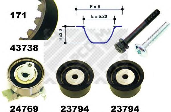 Correia do mecanismo de distribuição de gás, kit 93174268 Opel